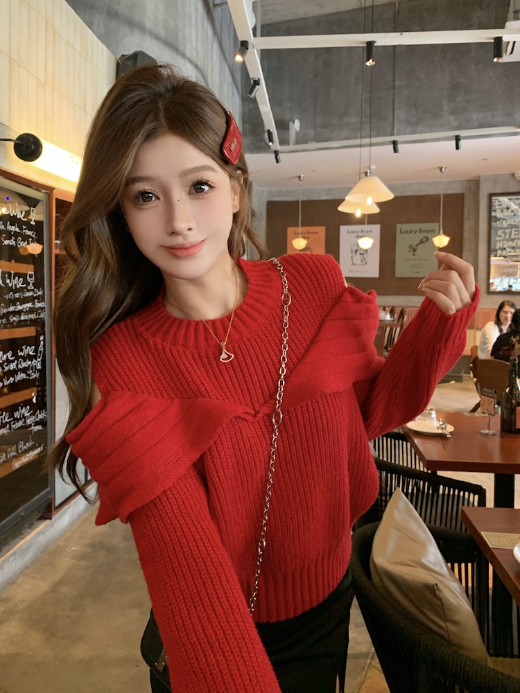 Autumn and winter niche sweater strapless bottoming shirt