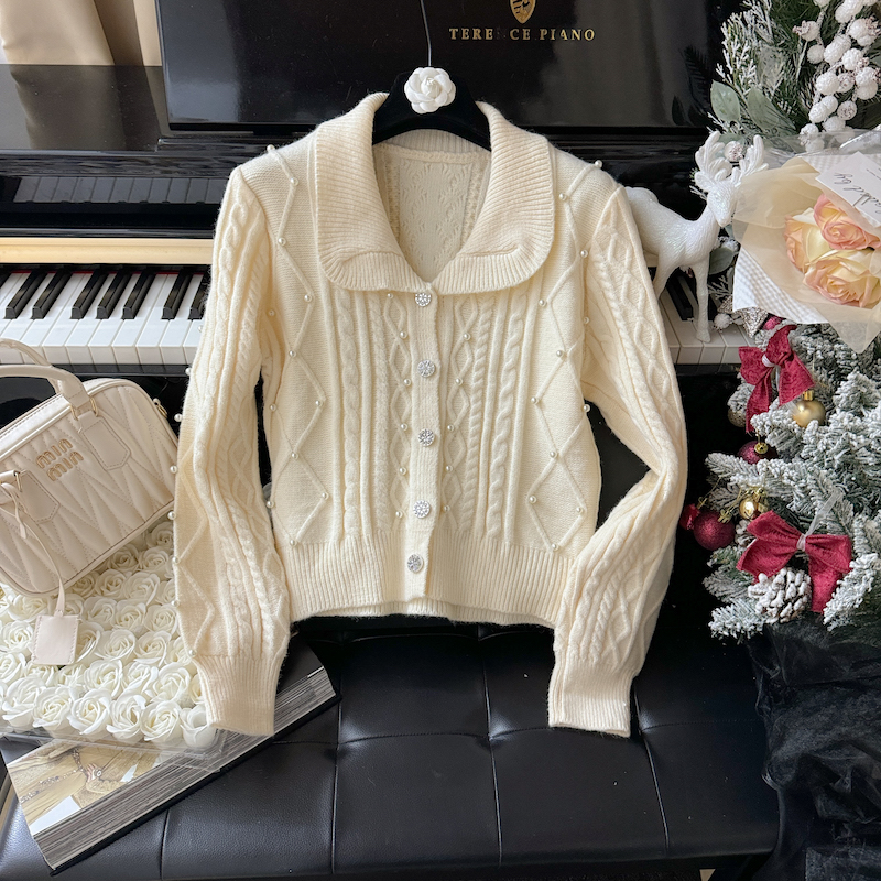 Rhinestone wears outside tops slim sweater for women