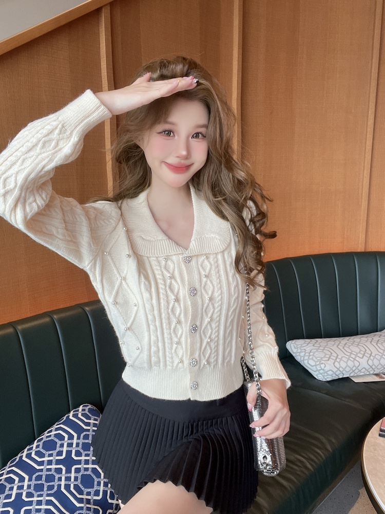 Rhinestone wears outside tops slim sweater for women