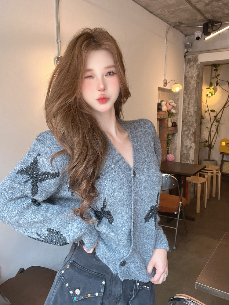 Autumn and winter tops V-neck sweater for women