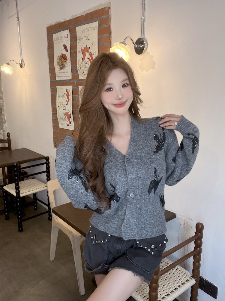 Autumn and winter tops V-neck sweater for women