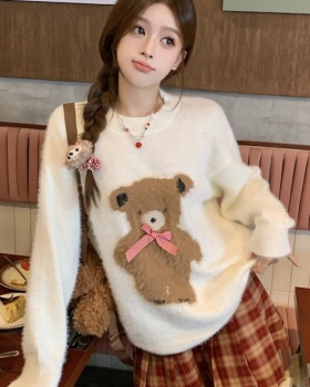 Mink hair pullover cubs tops knitted rabbit sweater