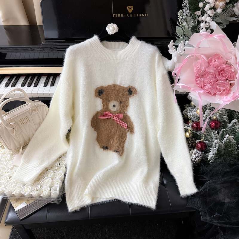 Mink hair pullover cubs tops knitted rabbit sweater