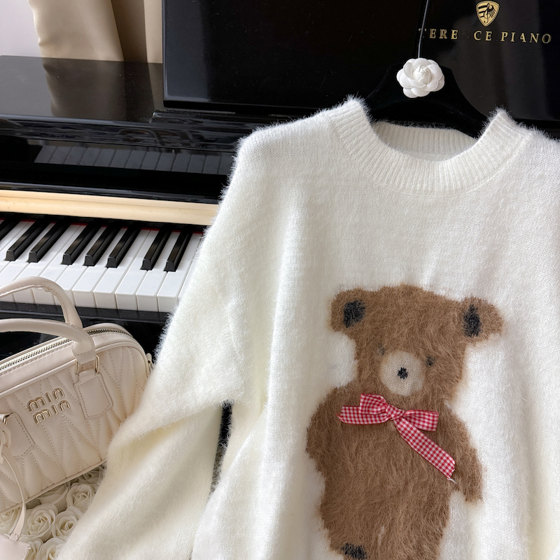 Mink hair pullover cubs tops knitted rabbit sweater