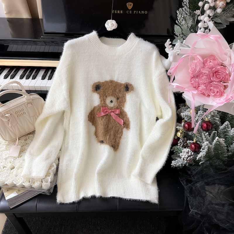 Mink hair pullover cubs tops knitted rabbit sweater