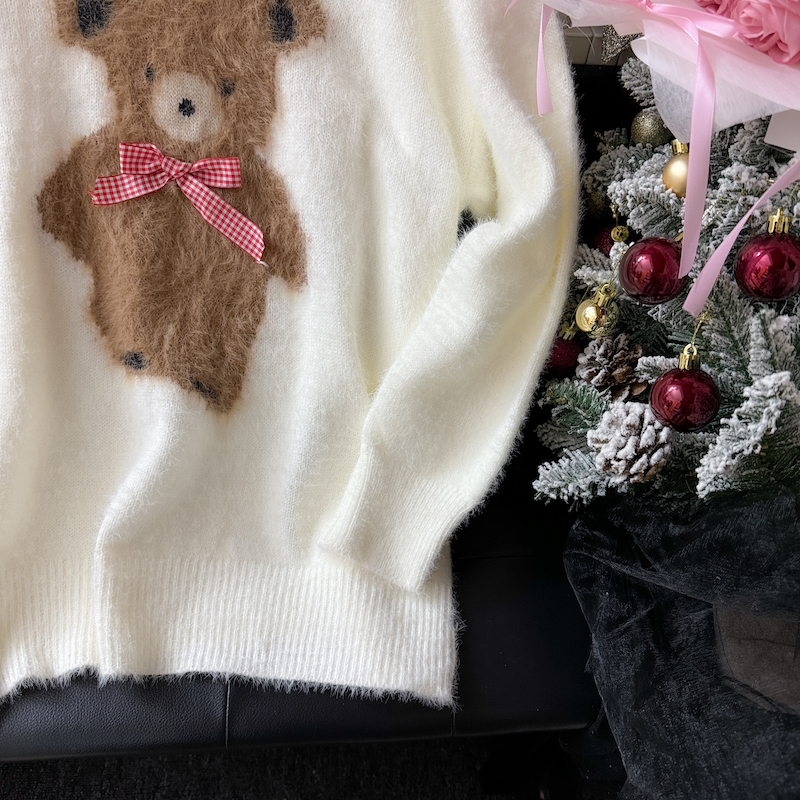 Mink hair pullover cubs tops knitted rabbit sweater