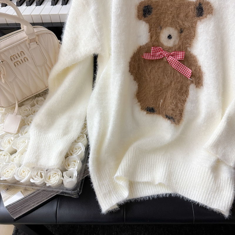 Mink hair pullover cubs tops knitted rabbit sweater