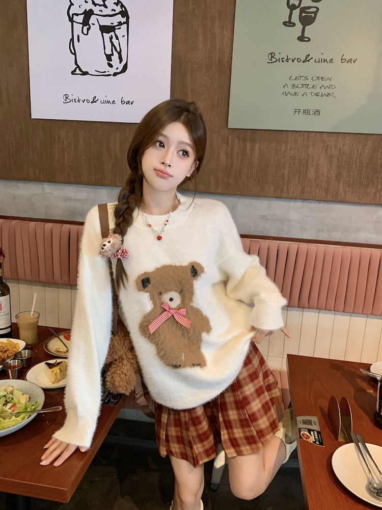 Mink hair pullover cubs tops knitted rabbit sweater