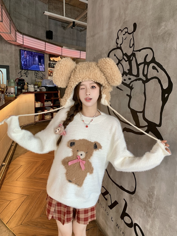 Mink hair pullover cubs tops knitted rabbit sweater