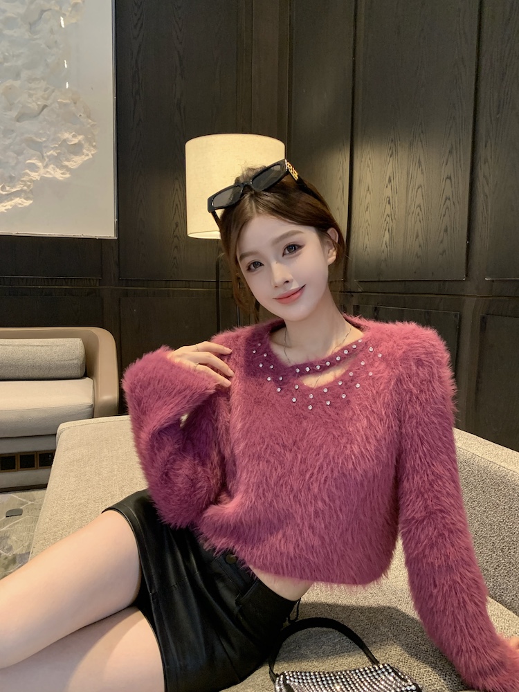 Imitation of mink velvet bottoming shirt sweater for women