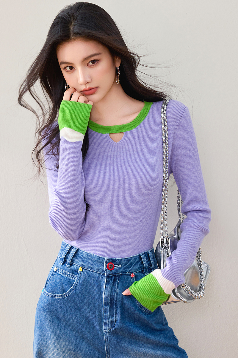 Slim fashion sweater hollow tops for women