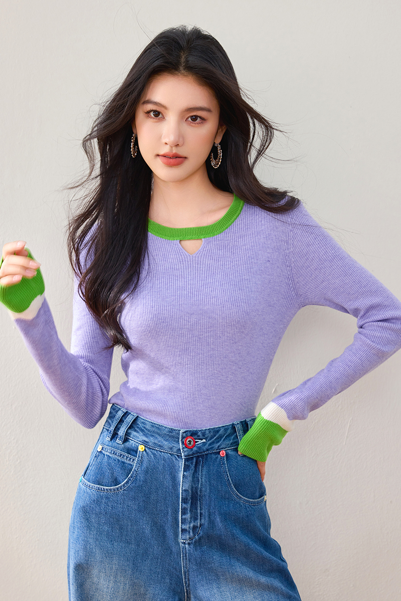 Slim fashion sweater hollow tops for women