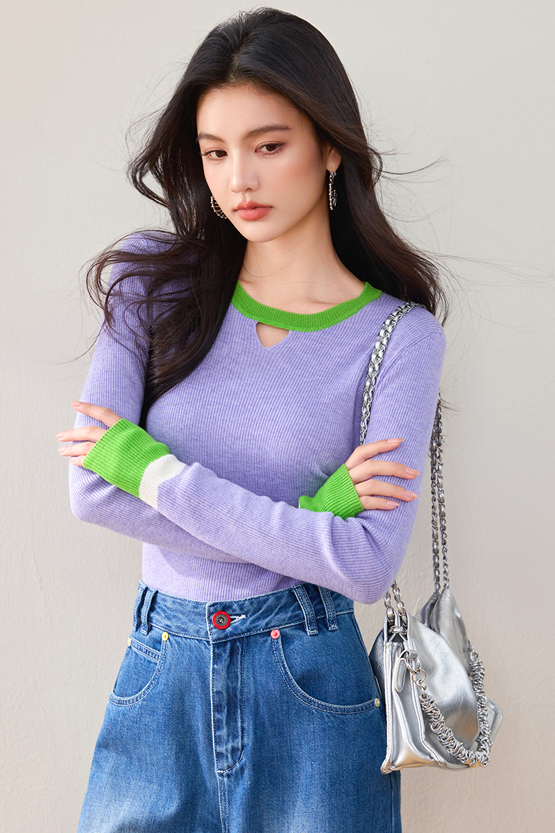 Slim fashion sweater hollow tops for women