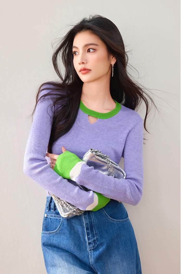 Slim fashion sweater hollow tops for women