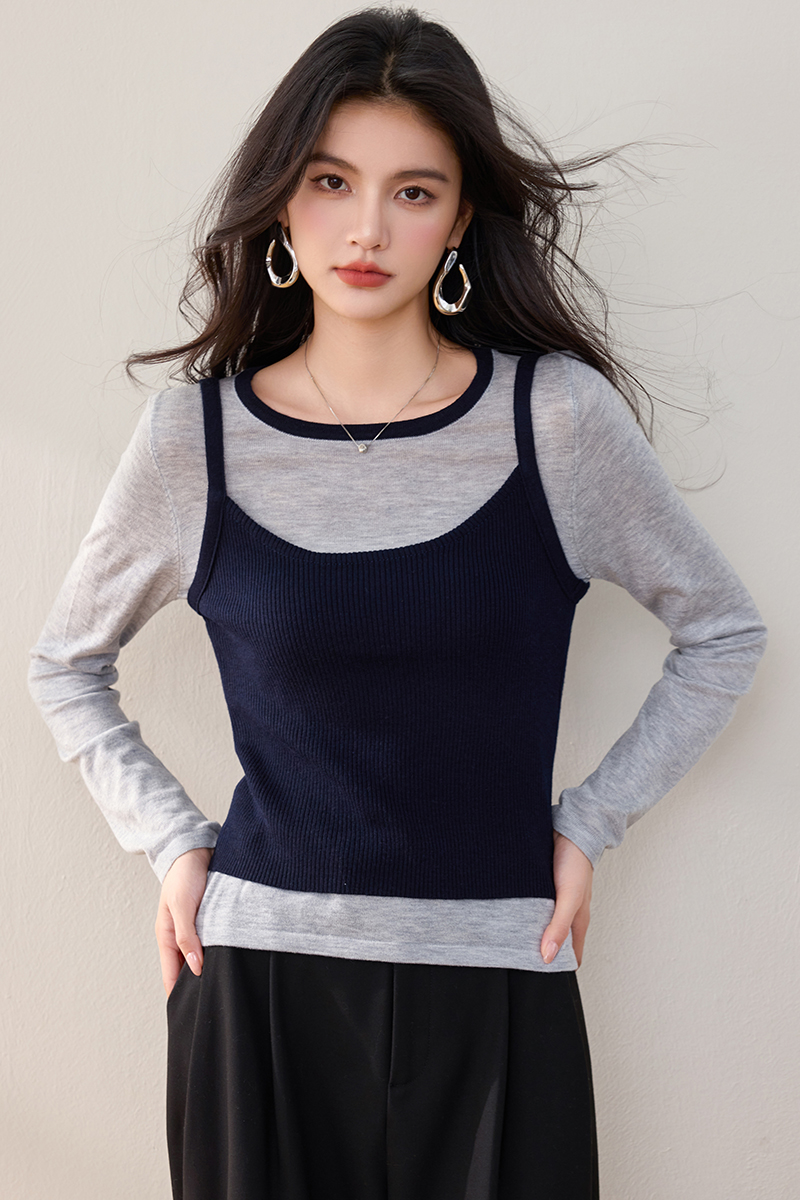 Slim sweater inside the ride tops 2pcs set