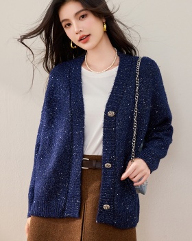 Autumn and winter sweater small shiny coat for women