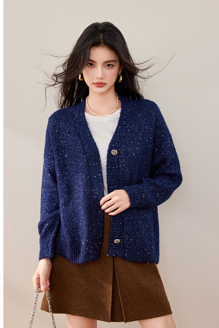 Autumn and winter sweater small shiny coat for women