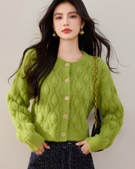 Plush short chanelstyle coat autumn knitted cardigan