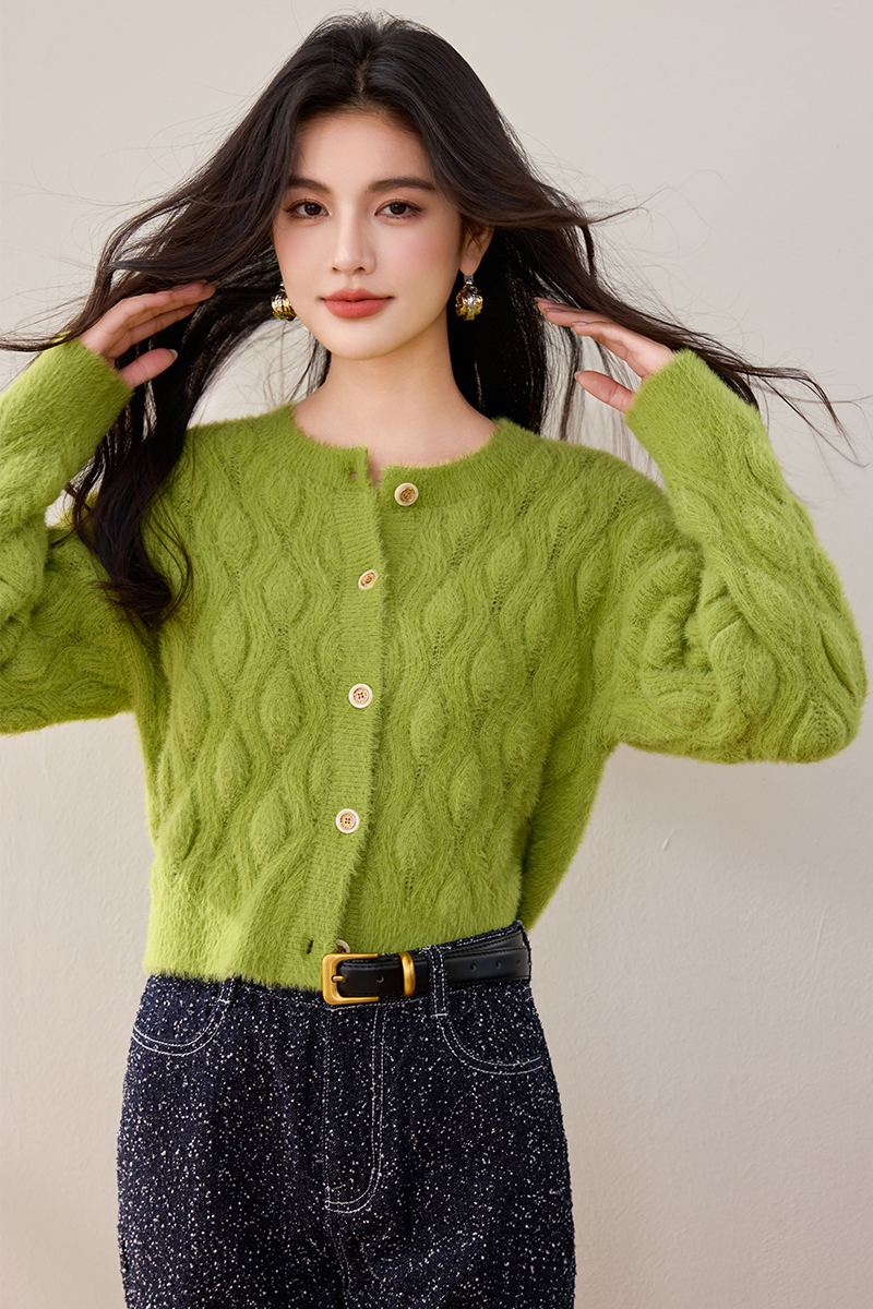 Plush short chanelstyle coat autumn knitted cardigan