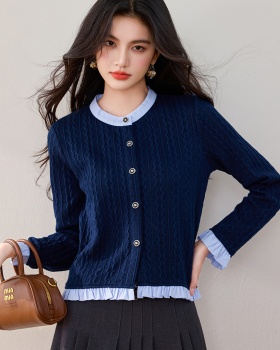 Slim sweater mixed colors cardigan for women