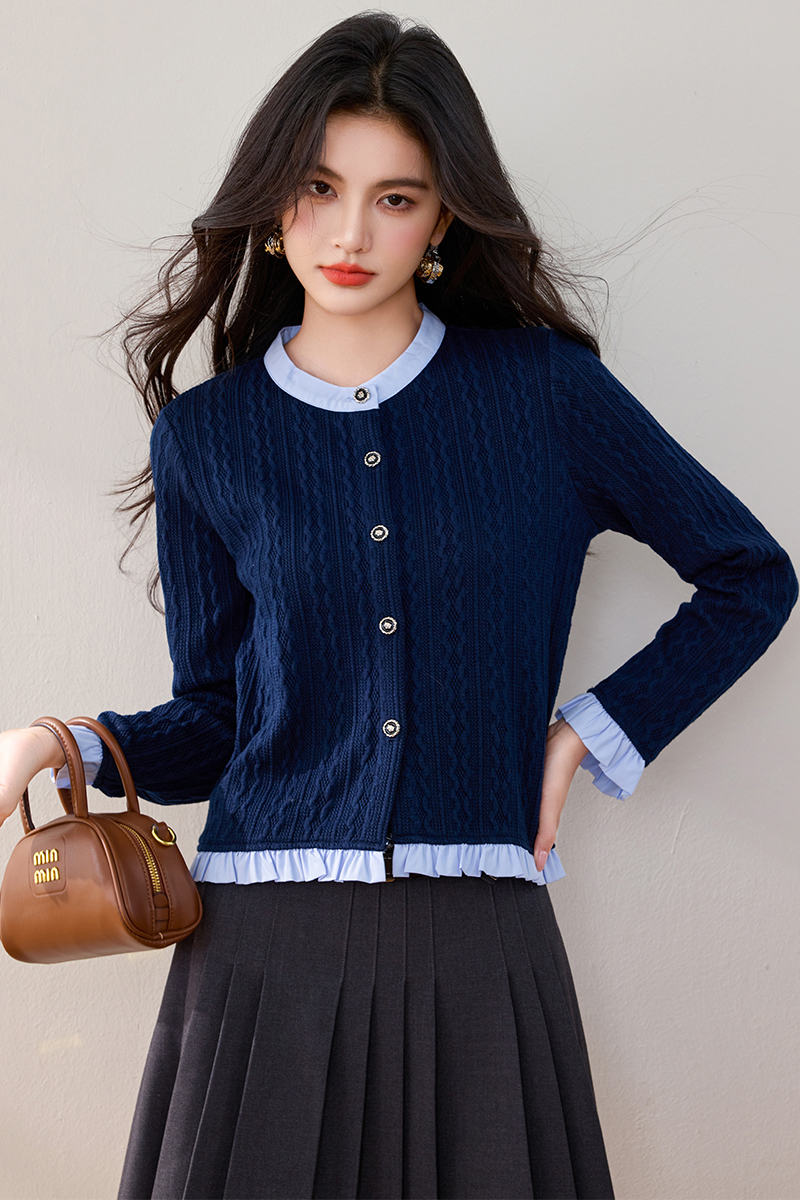 Slim sweater mixed colors cardigan for women