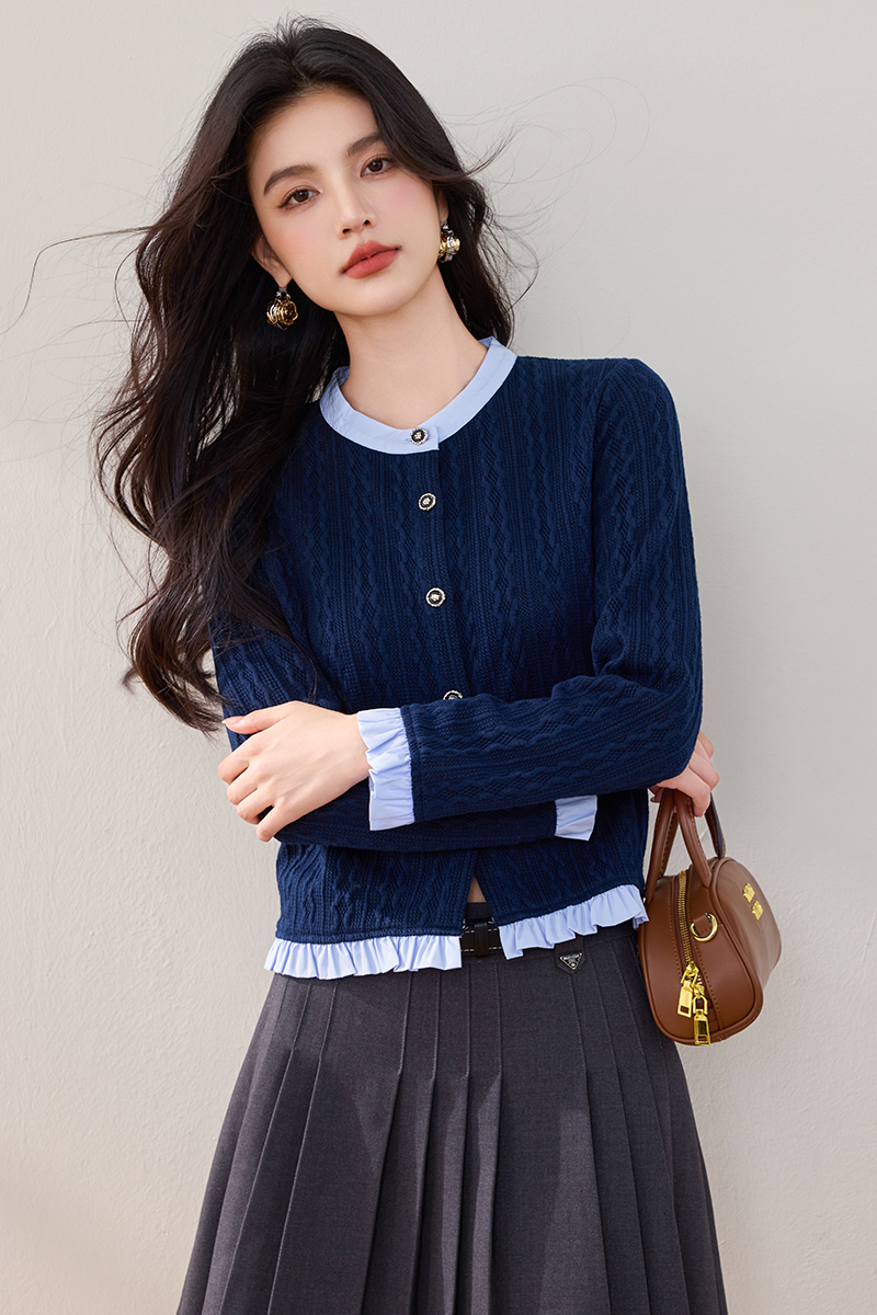 Slim sweater mixed colors cardigan for women