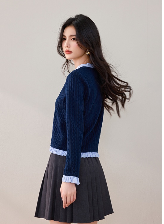 Slim sweater mixed colors cardigan for women