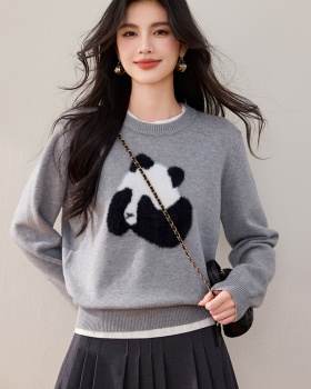 Round neck Casual pullover lazy sweater for women