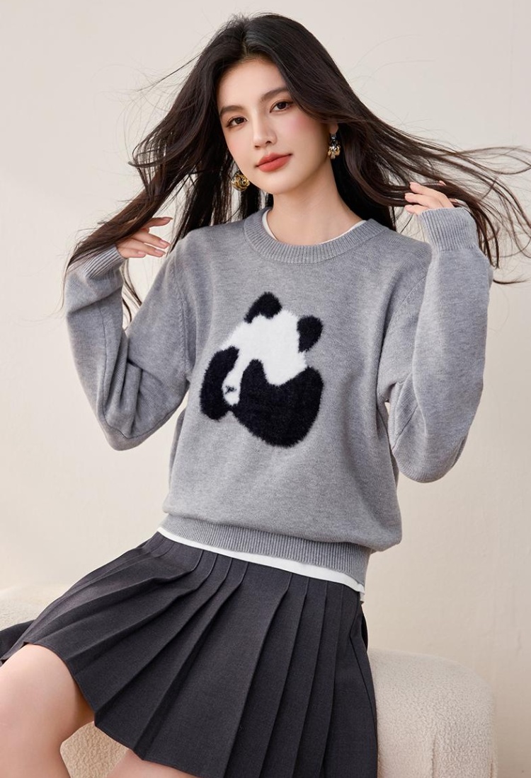 Round neck Casual pullover lazy sweater for women