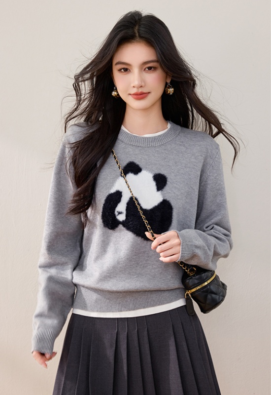 Round neck Casual pullover lazy sweater for women