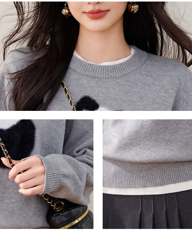 Round neck Casual pullover lazy sweater for women