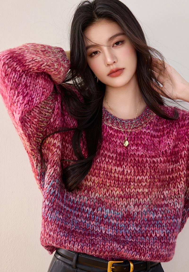 Knitted long sleeve sweater autumn tops for women