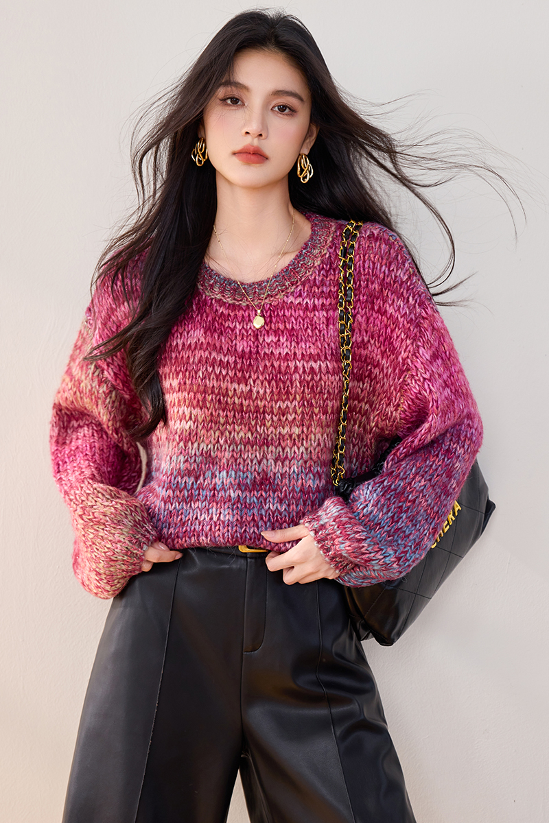 Knitted long sleeve sweater autumn tops for women