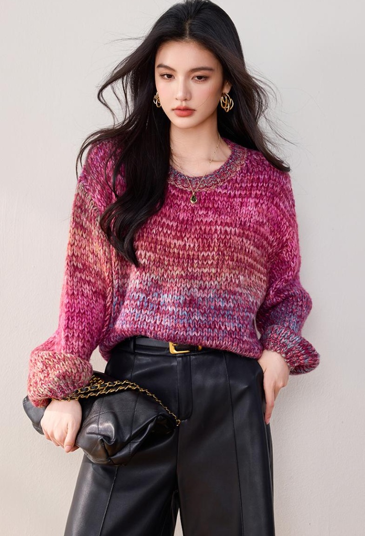 Knitted long sleeve sweater autumn tops for women