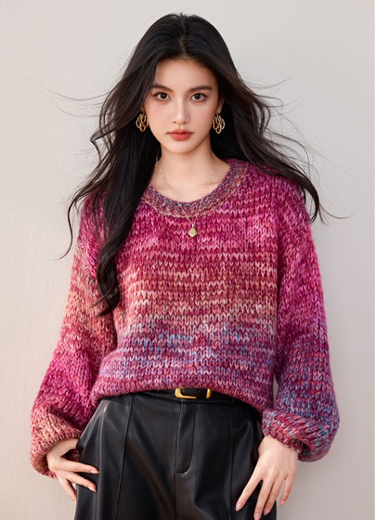 Knitted long sleeve sweater autumn tops for women