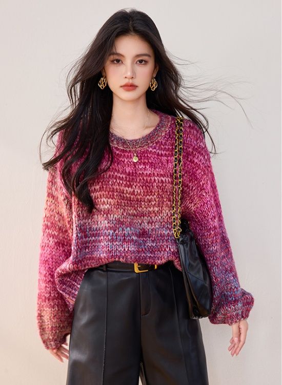 Knitted long sleeve sweater autumn tops for women