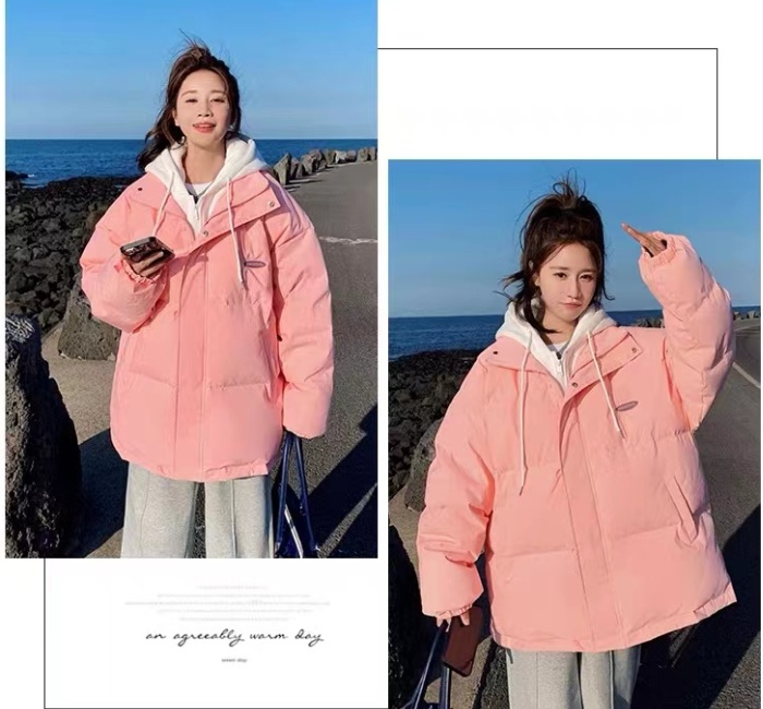 Winter short coat hooded bread clothing for women