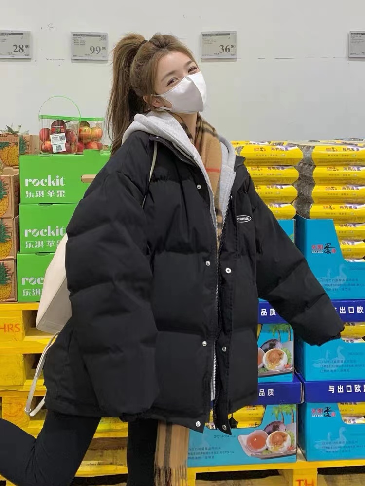 Winter short coat hooded bread clothing for women