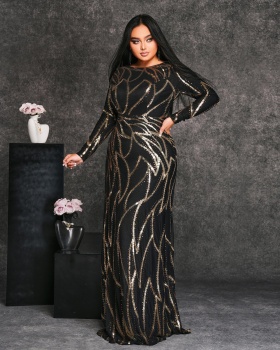 Long sleeve dress large yard evening dress for women