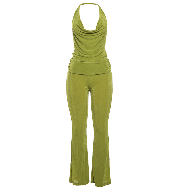 Halter long pants fashion tops a set for women