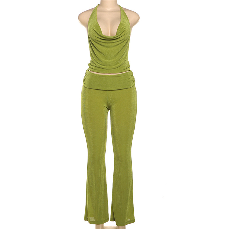 Halter long pants fashion tops a set for women