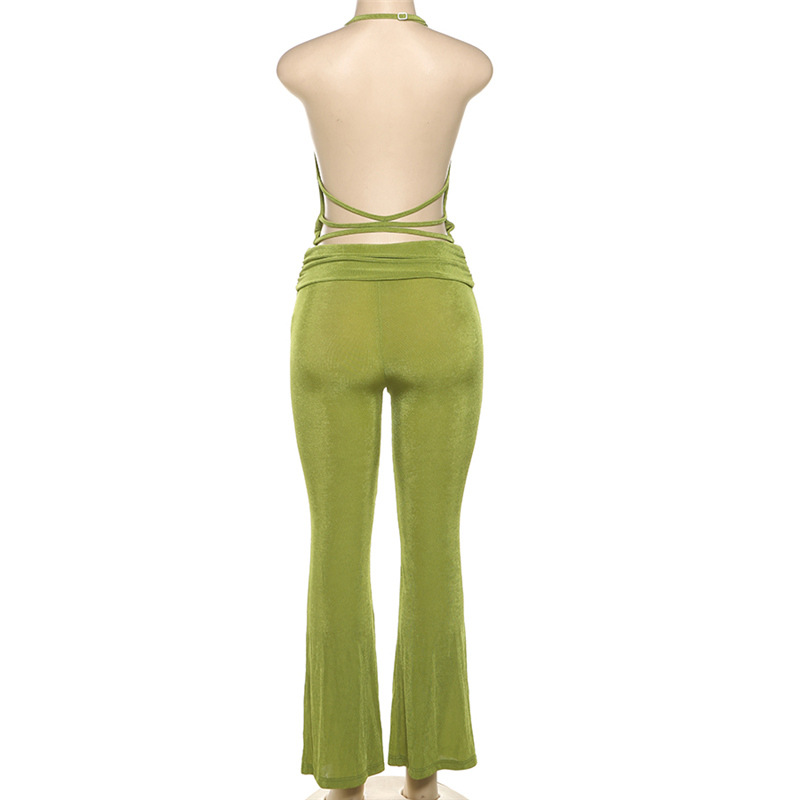 Halter long pants fashion tops a set for women