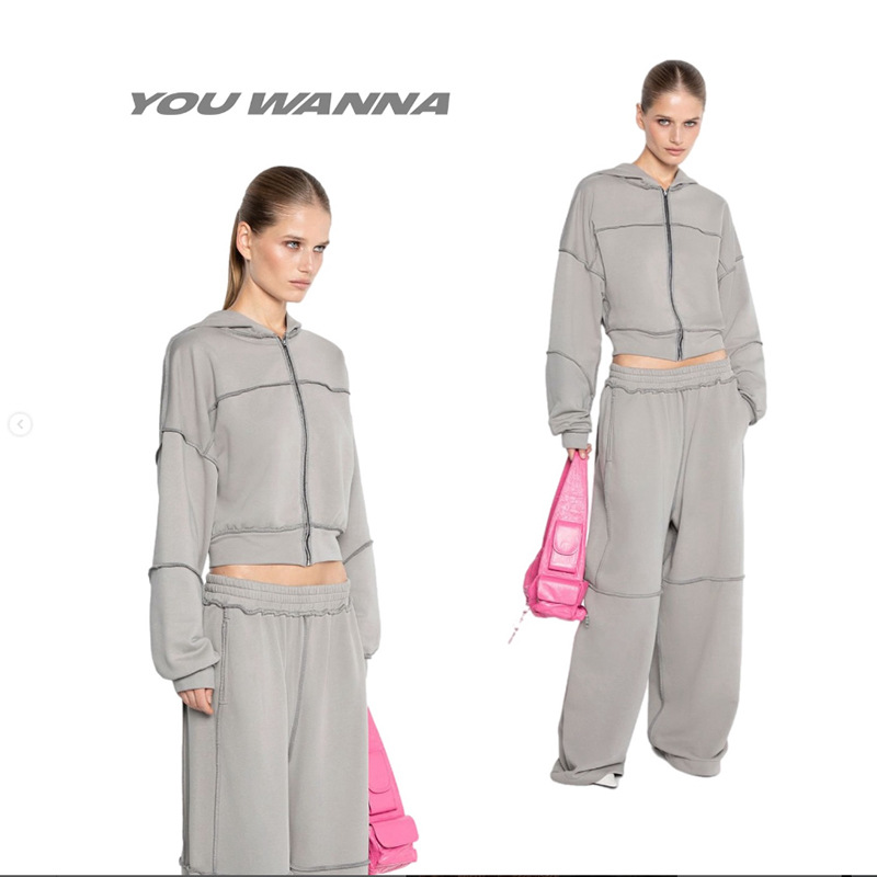 Autumn and winter long pants coat a set for women