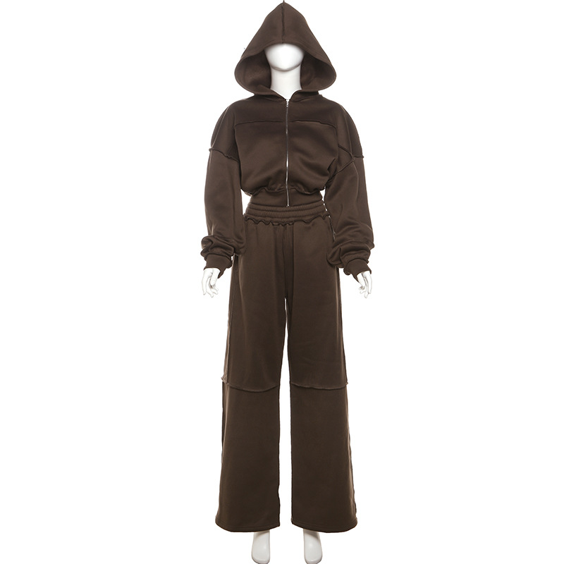 Autumn and winter long pants coat a set for women