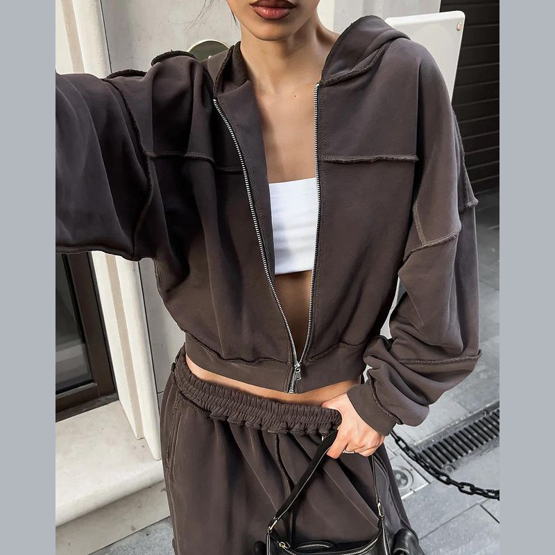 Autumn and winter long pants coat a set for women