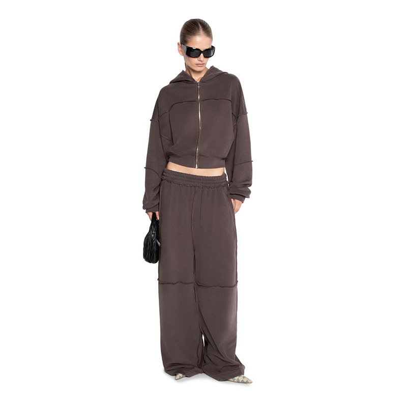 Autumn and winter long pants coat a set for women