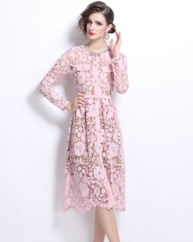 Lace beading tender short sleeve temperament dress