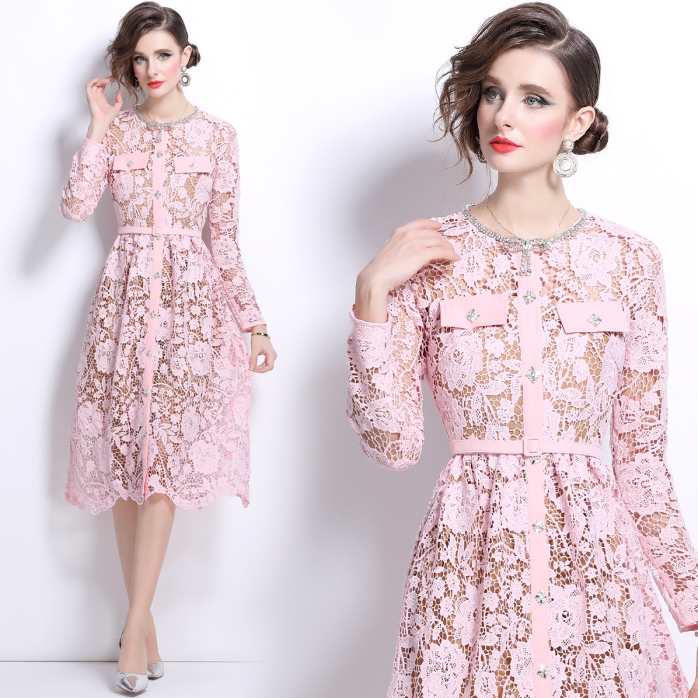 Lace beading tender short sleeve temperament dress