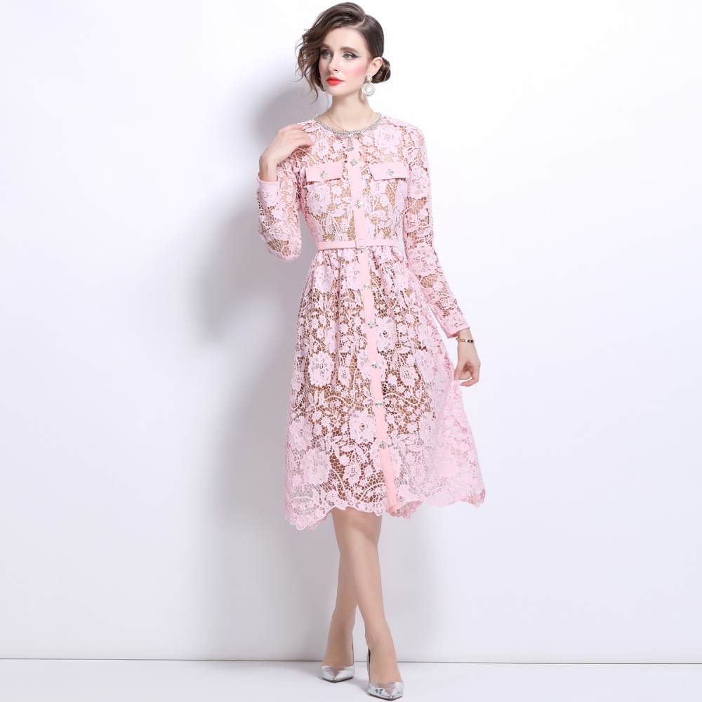 Lace beading tender short sleeve temperament dress