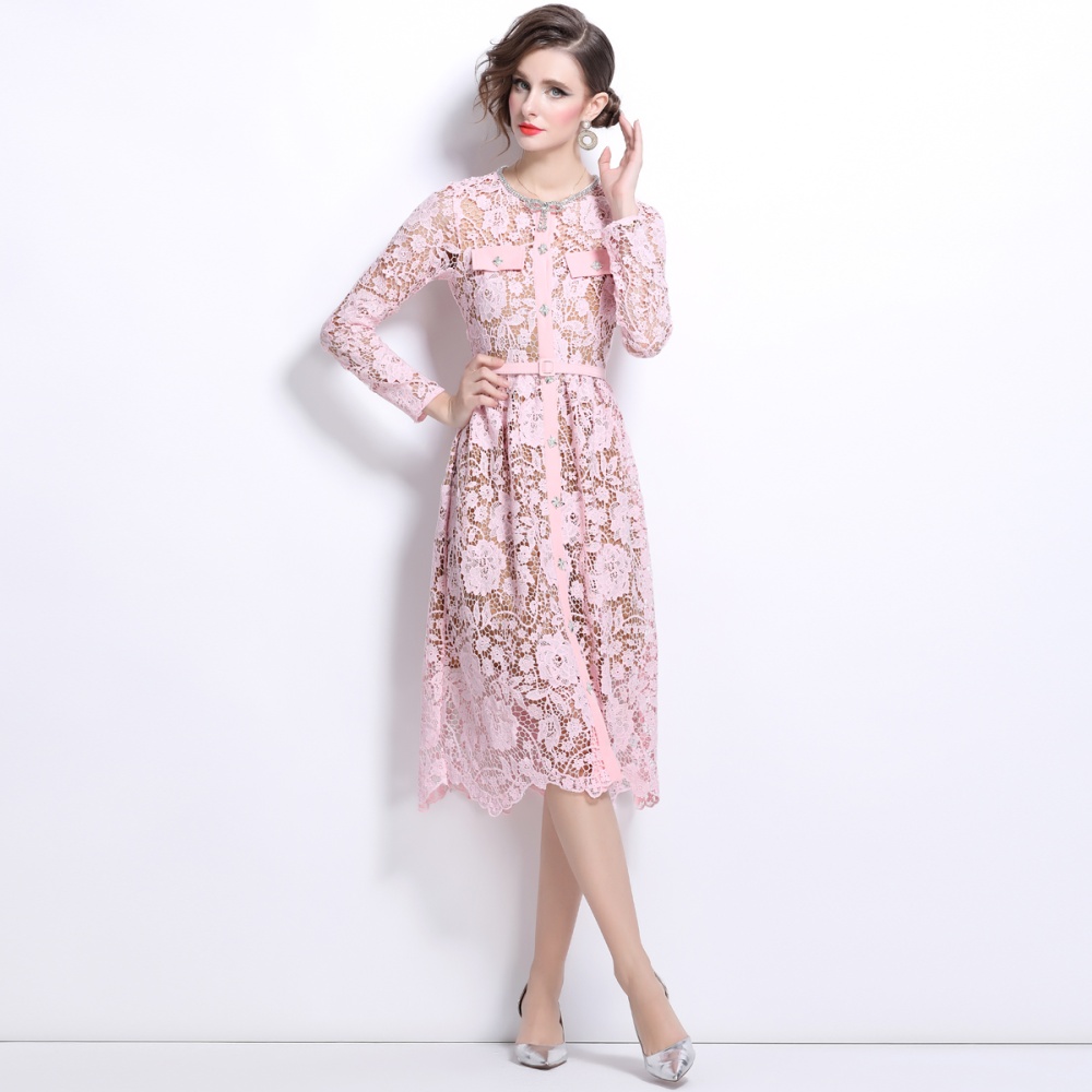 Lace beading tender short sleeve temperament dress